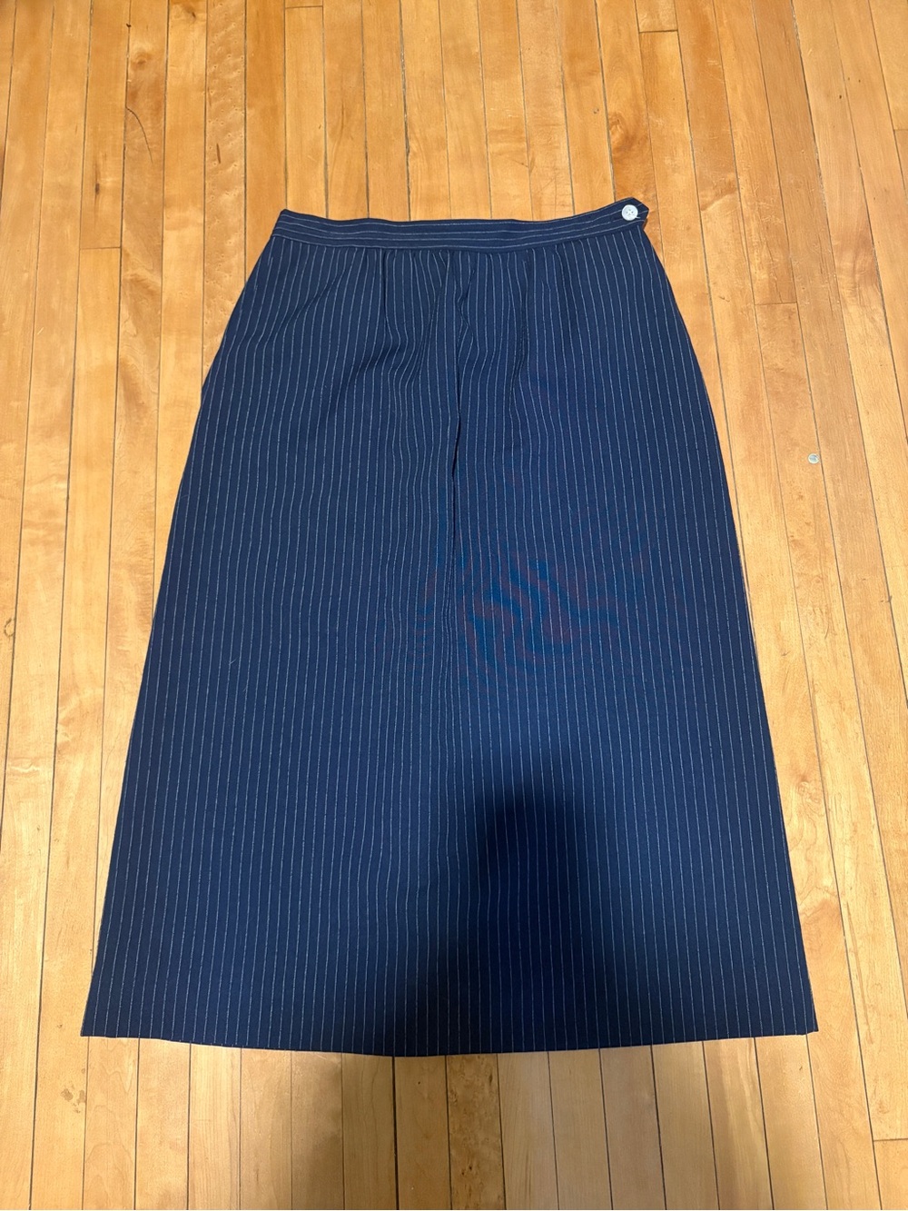 Evan Picone Navy Pinstripe Midi Skirt